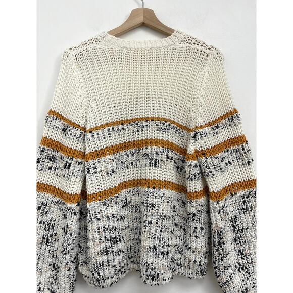 Sezane Clement Jumper Sweater Chunky Textured Knit Balloon Sleeves Stripe - Med - Picture 9 of 12